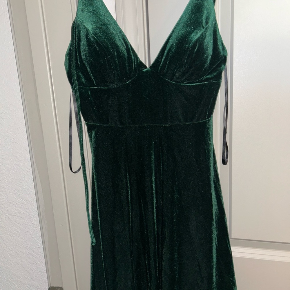 B Darlin Deep Green Velvet Mini hi lo Dress